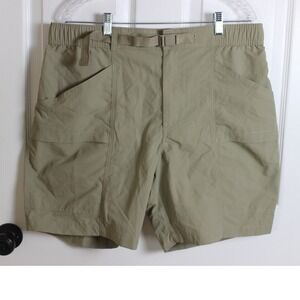 Eddie Bauer Shorts‎ Men's Large Elastic Waist Belted Nylon Outdoor Hiking Tan